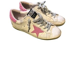 Golden Goose Cream Sneakers with Pink Star 37 EU
